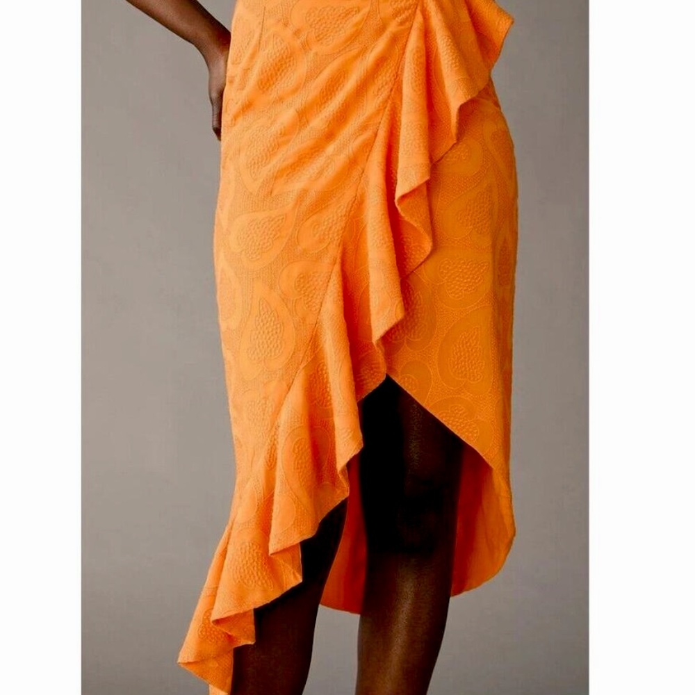 Anthro Maeve | Faux Wrap Ruffled Midi Skirt | Size 8